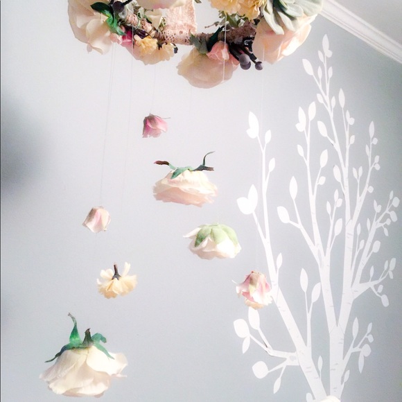 Handmade Silk Boho Floral Mobile Nursery Baby - Picture 3 of 8